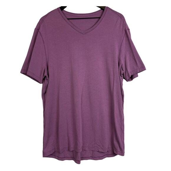 Lululemon Mens V-Neck T-Shirt Tee Purple - L - Picture 1 of 7